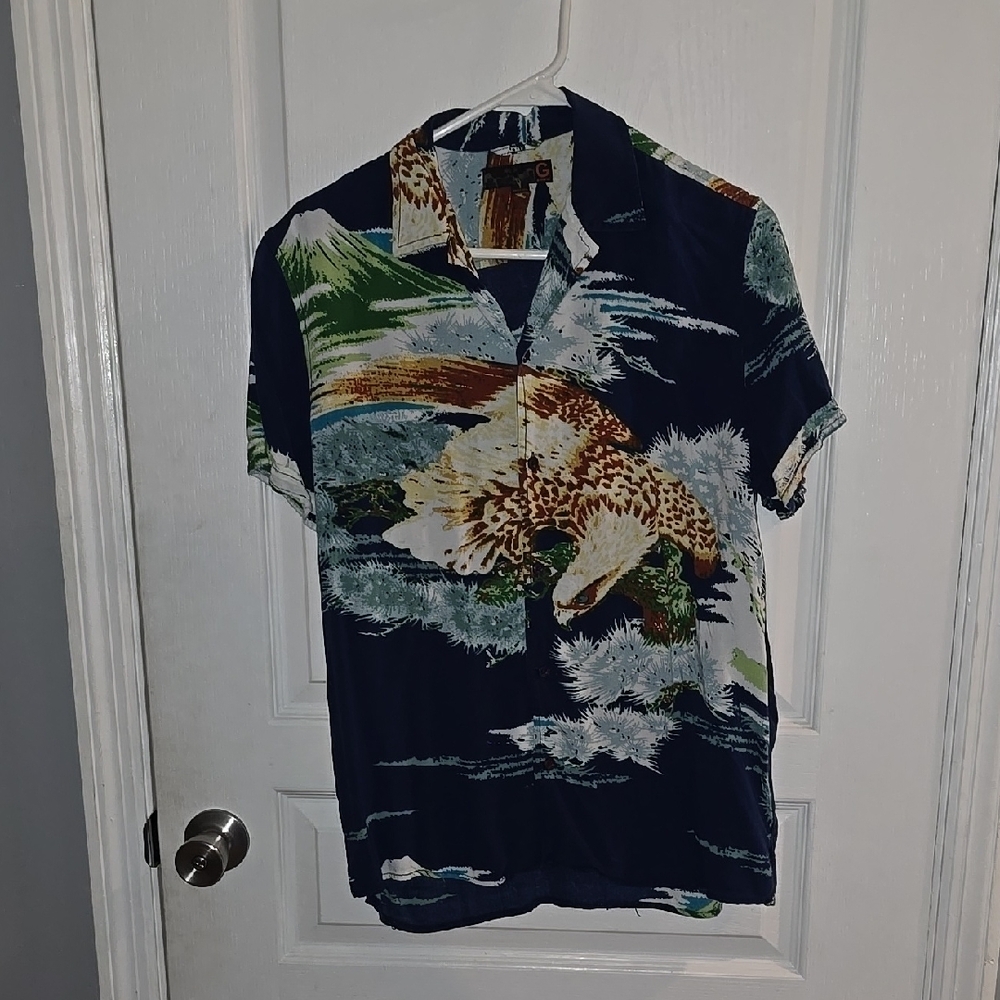G by Guess Blue and Green Casual Men's Small  Button Down Shirt